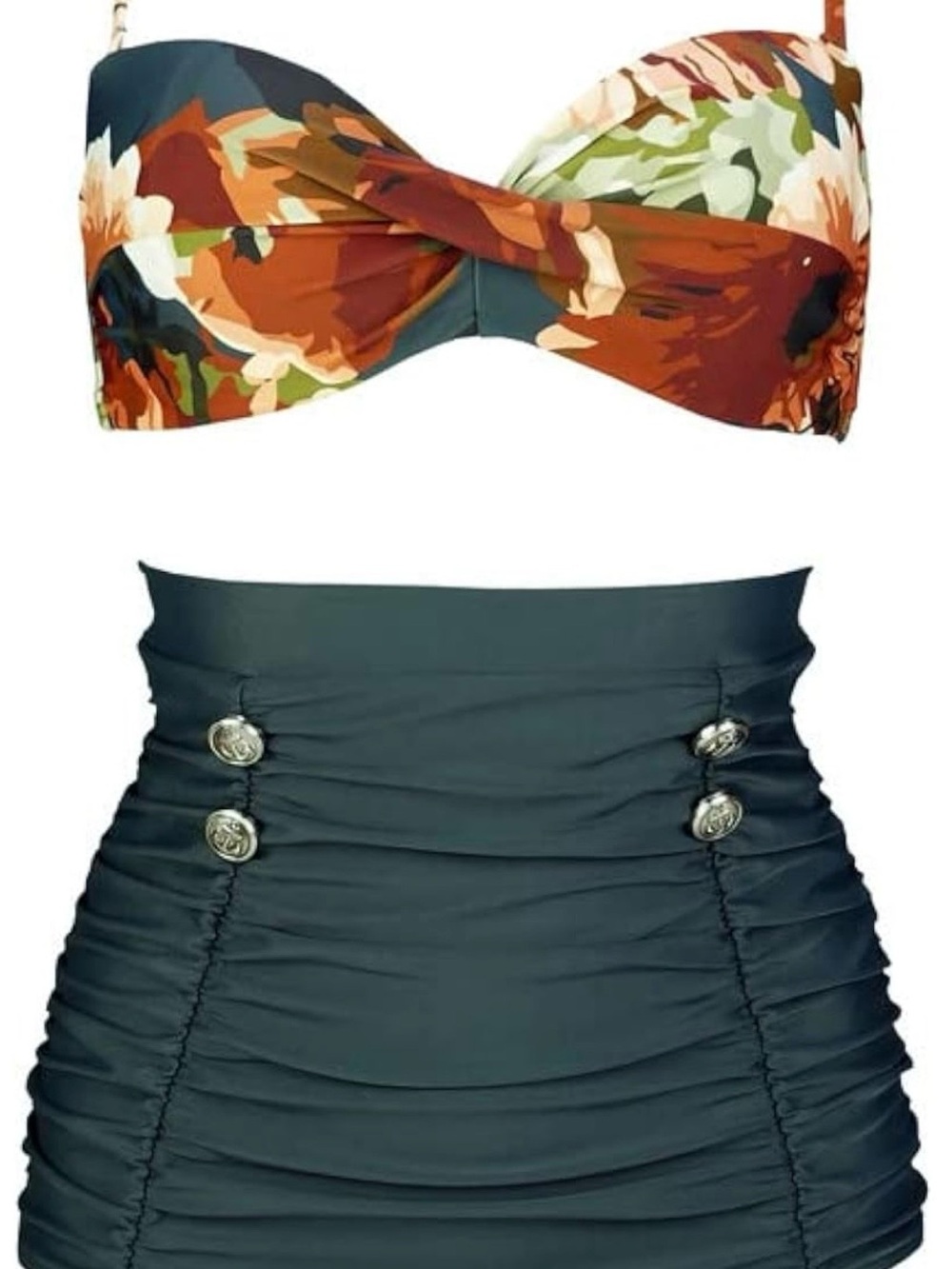 🔥SOLD🔥 Floral Print Twist Swim Top & High-Waist Bottom